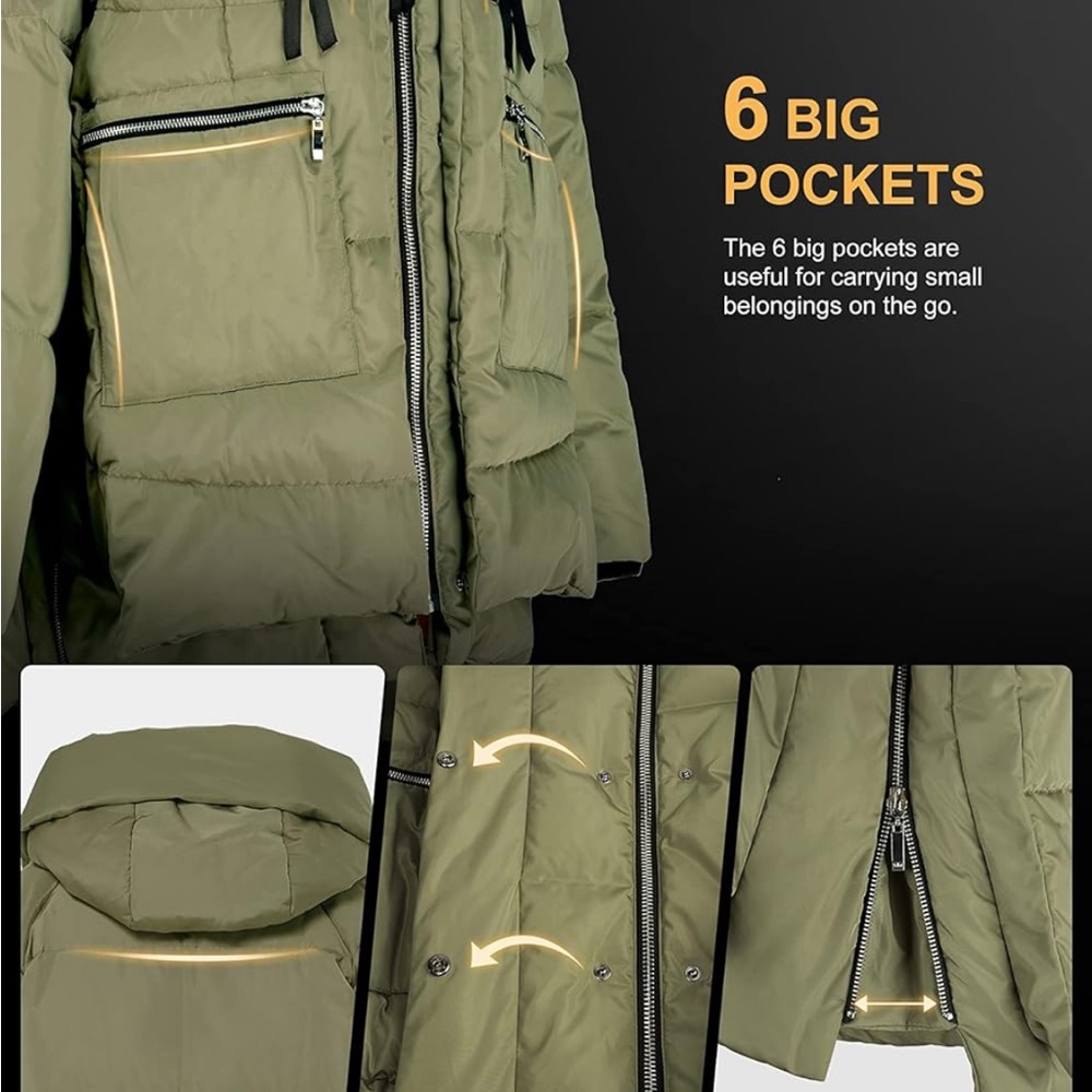 092 Universe® Women's Thickened Down Jacket - Olive - size Large - Picture 8 of 8